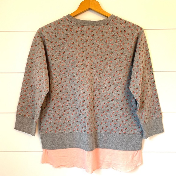 Matilda Jane Gray Crewneck Sweatshirt with Pink Layered Hem. Medium - Picture 7 of 8